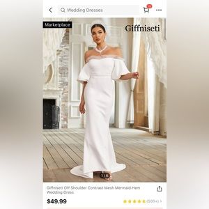 Off shoulder contrast mesh mermaid dress